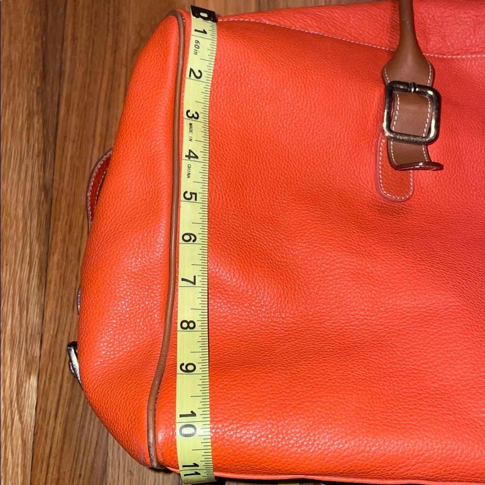 i Santi Made in Italy Orange Genuine Leather Travel Satchel Weekender Bag - Picture 16 of 16